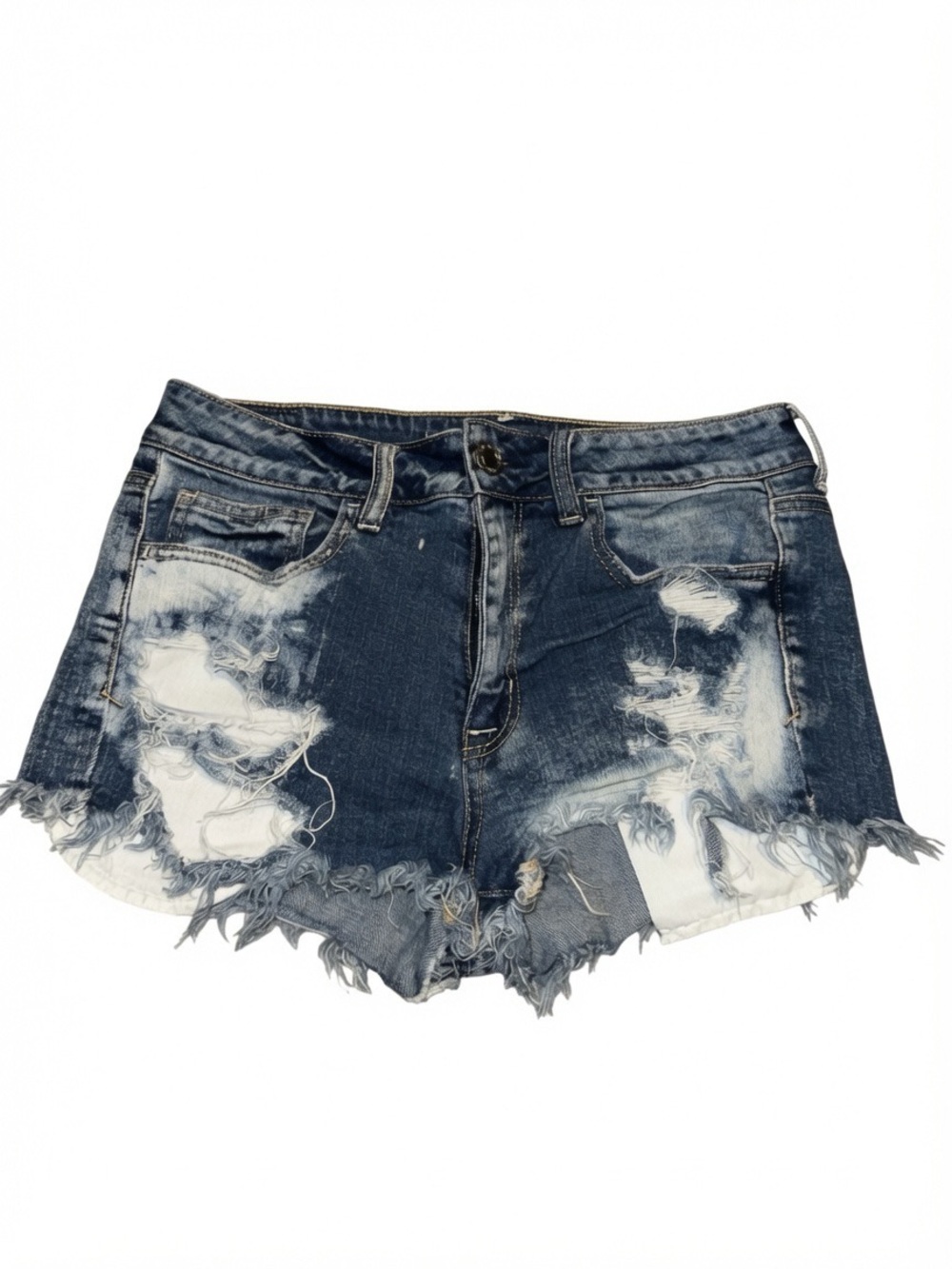 American Eagle Outfitters Distressed Blue Jean Shorts High Rise Shortie Sz 8